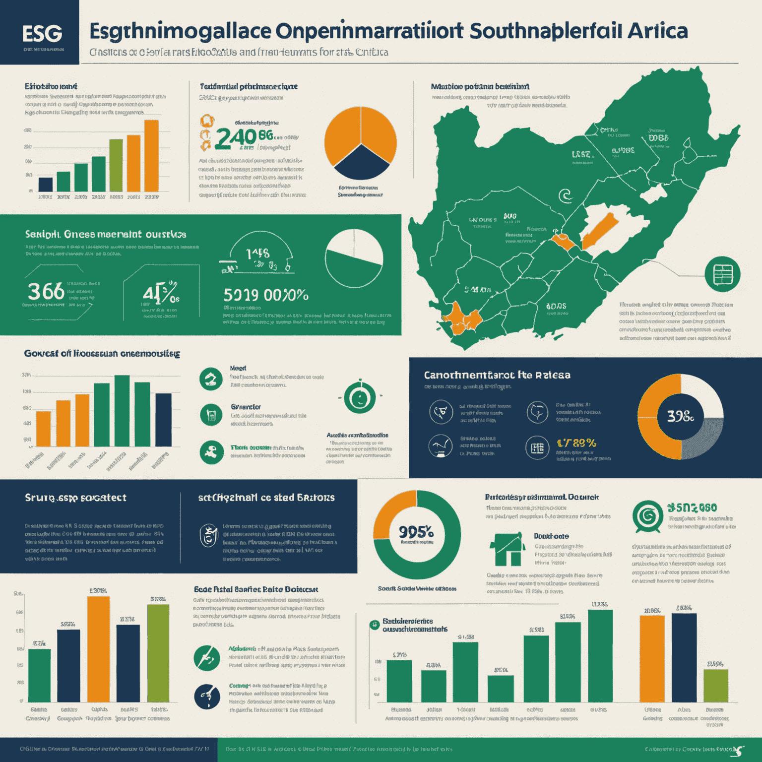 Infographic showing the rise of ESG consulting in South Africa, with charts and graphs depicting increased demand and implementation